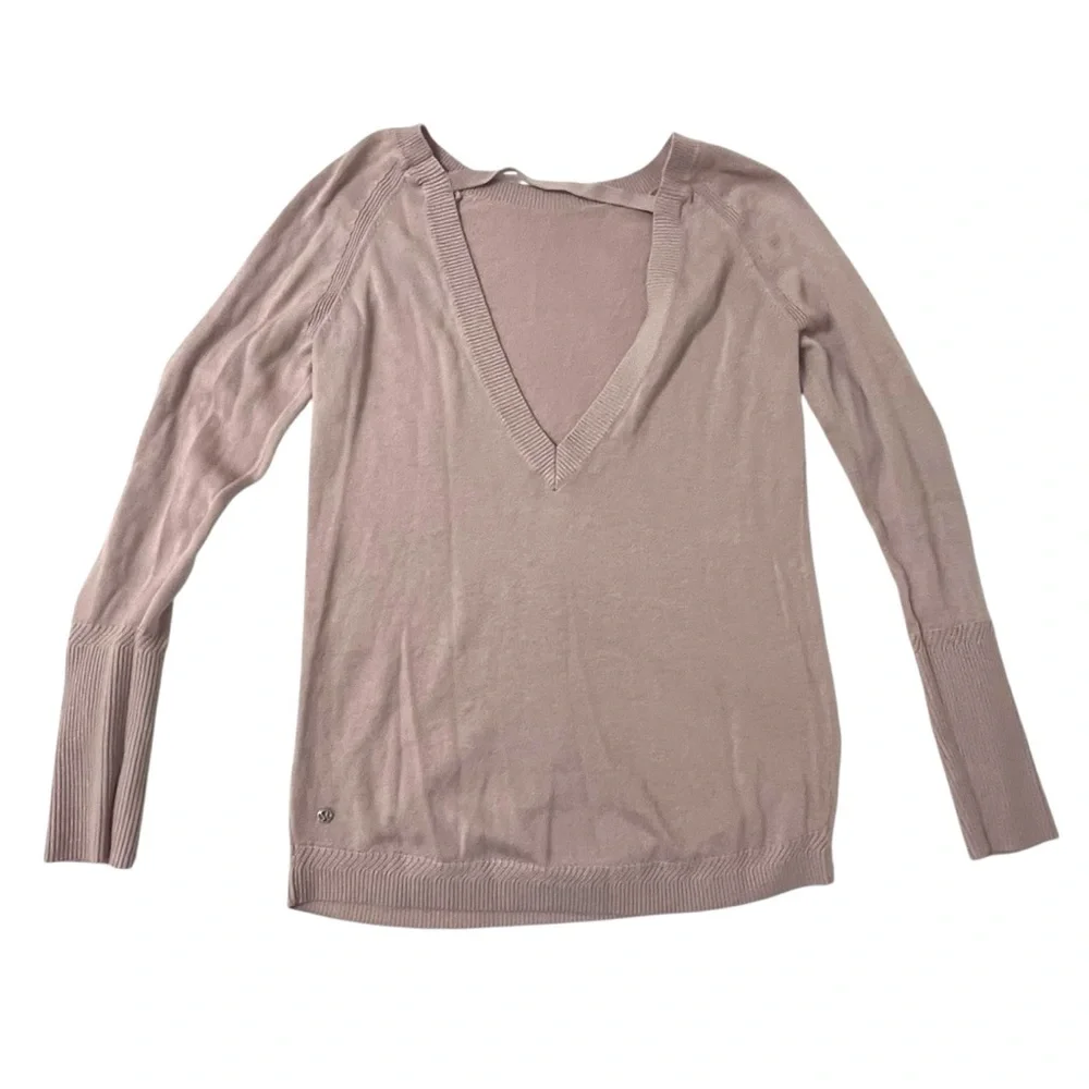 Lululemon Unity Drop Back Sweater Smoky Blush Pink Size 6 Longline Lightweight - Picture 4 of 10